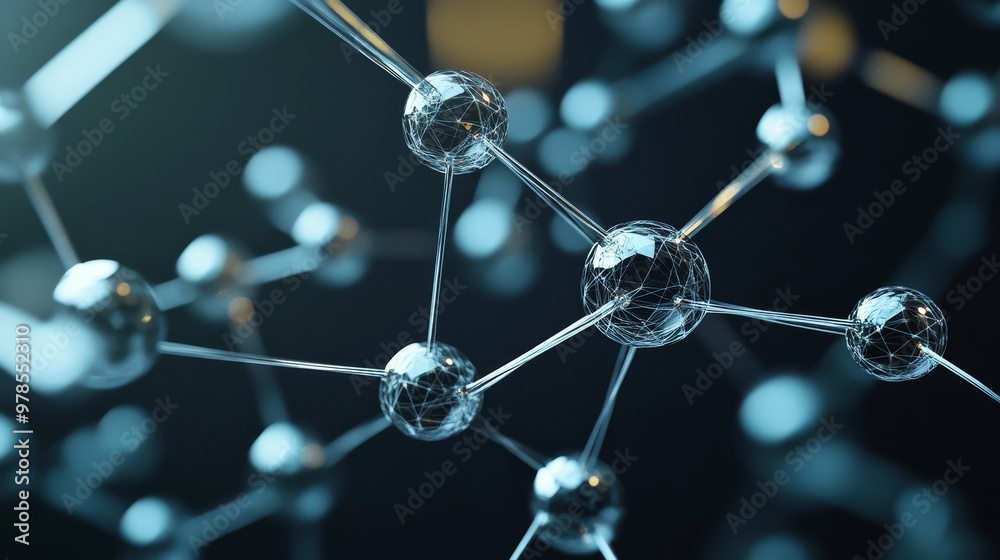 Abstract representation of molecular structure with interconnected atoms and bonds, perfect for scientific or educational projects. Abstract representation of molecular structure with interconnected atoms and bonds, perfect for scientific or educational projects.