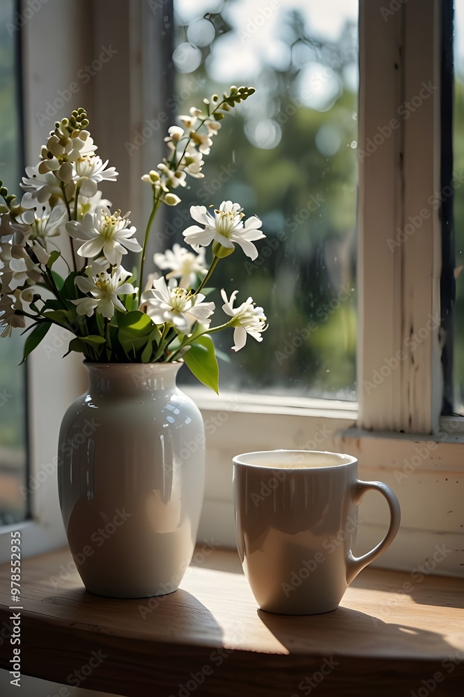 cup of coffee and flowers cup of coffee and flowers