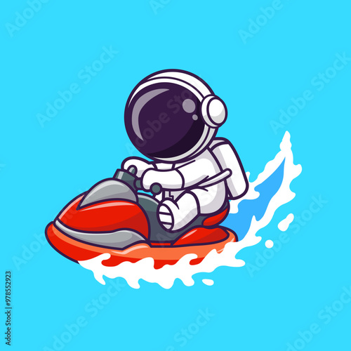 Cute Astronaut Riding Jet Ski Cartoon Vector Icon Illustration.
Science Transportation Icon Concept Isolated Premium
Vector. Flat Cartoon Style