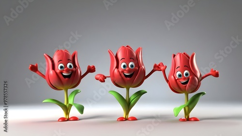 The Giggle Tulip Trio could be spinning and laughing together, while Dancing Tulip Diva strikes dramatic poses in the wind. Bouncy Baby Tulip might be happily bouncing up and down, trailing sparkles. photo