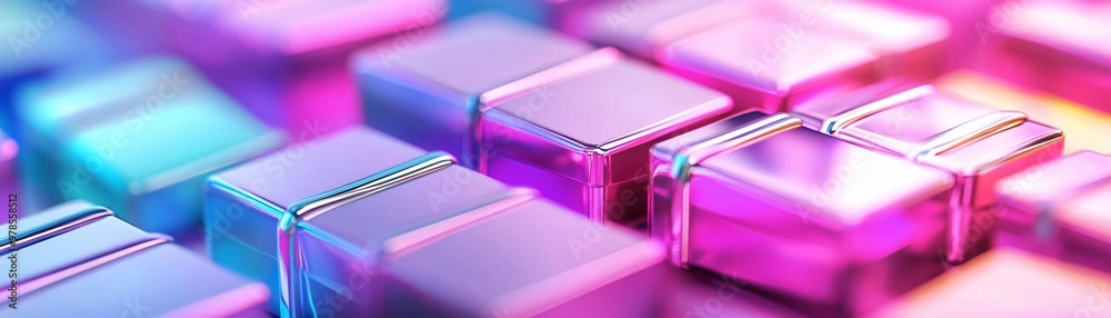 Colorful abstract blocks with a reflective surface and vibrant lighting create a captivating modern background. Colorful abstract blocks with a reflective surface and vibrant lighting create a captivating modern background.