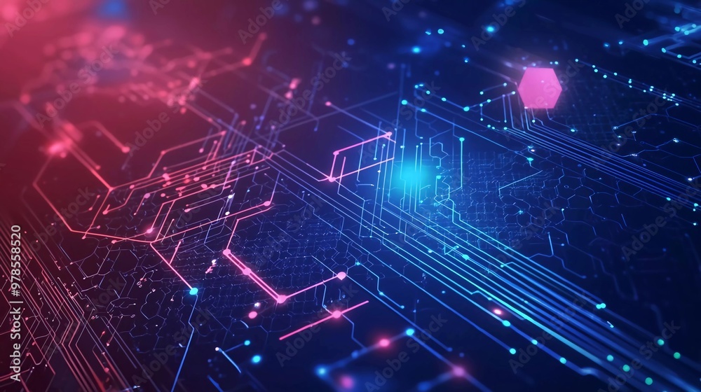 Fototapeta premium Digital poster templates. Technology or science design. Nice vector banner design with hexagons and circuit board abstract background