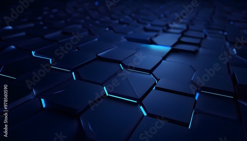 Futuristic 3D Honeycomb with Neon Blue Highlights 2 abstract 