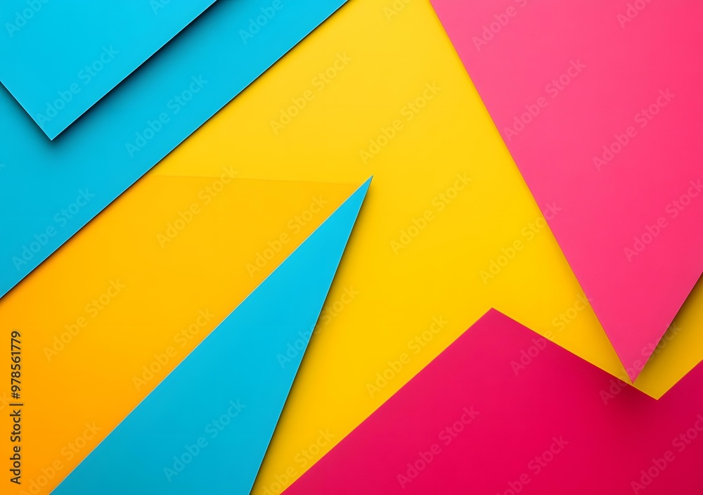 Abstract Geometric Shapes Background with Blue Yellow and Pink Colors