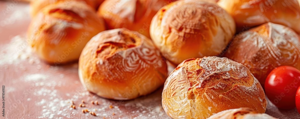 Freshly baked bread rolls, white background, homemade bread Freshly baked bread rolls, white background, homemade bread