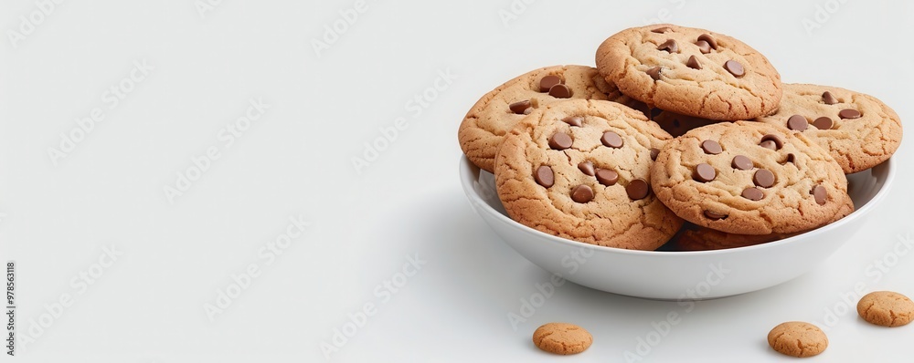 Freshly baked cookies, white background, homemade treats Freshly baked cookies, white background, homemade treats