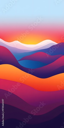 Abstract Colorful Mountains Landscape