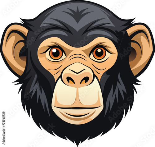 chimpanzee head vector Illustration, on a isolated background, EPS photo