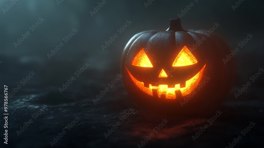 Spooky Jack-o'-Lantern on a Foggy Night Spooky Jack-o'-Lantern on a Foggy Night