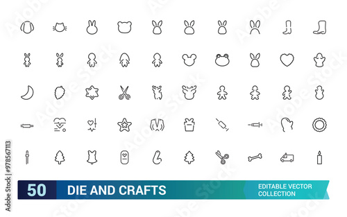 Set of thin line diy and crafts Icons collections. Thin Line art icon with editable formate, Linear icon collection. Thin line editable stroke sign.  Vector illustration