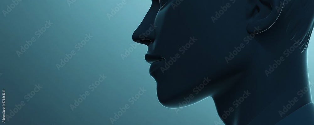 Profile view of a stylized mannequin in a serene blue light, highlighting its sleek contours and modern design.