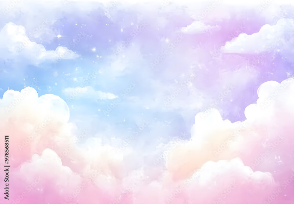 Dreamy Starry Sky with Soft Clouds in Pastel Purple and Blue Gradient Dreamy Starry Sky with Soft Clouds in Pastel Purple and Blue Gradient