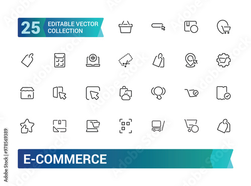 E-commerce outline icon set, online shopping and delivery elements - minimal thin line web icon set. Outline icons collection. editabale stroke icons. photo