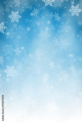 Christmas background with blue pattern winter card snow snowflakes portrait format copyspace copy space