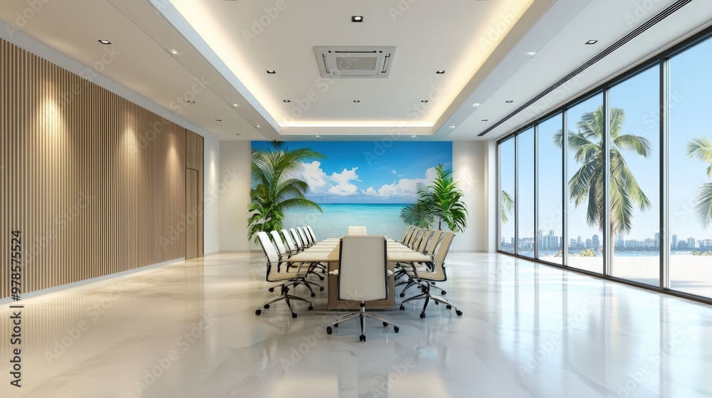 Fototapeta premium Tropical Touches in a Professional Conference Room Setting