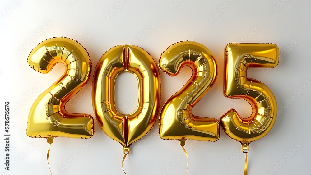 Shiny golden balloons displaying the year Shiny golden balloons displaying the year