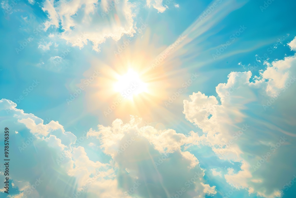 Bright Sun Shining Through Clouds in the Sky Bright Sun Shining Through Clouds in the Sky