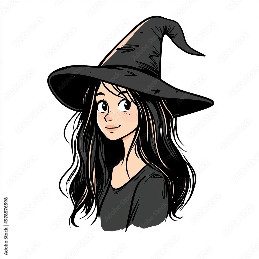 Illustration einer Hexe, Doodle Zeichnung Illustration einer Hexe, Doodle Zeichnung