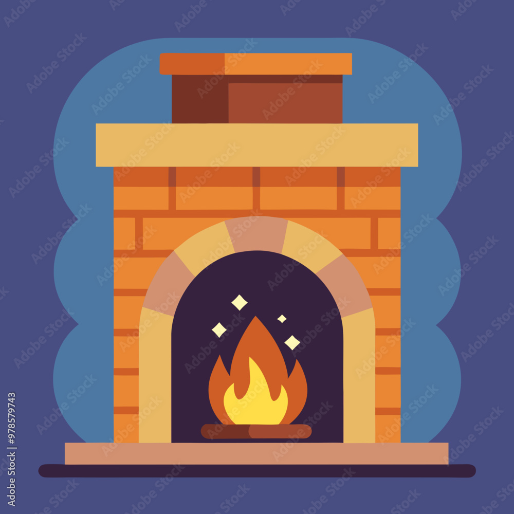 Fototapeta premium vector illustration of fireplace