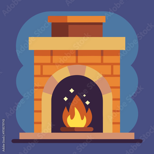 vector illustration of fireplace