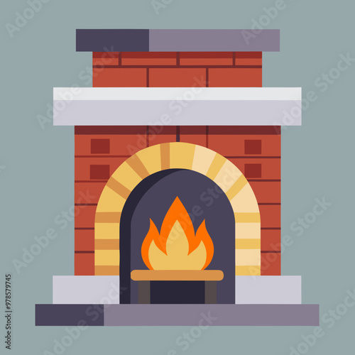 vector illustration of fireplace