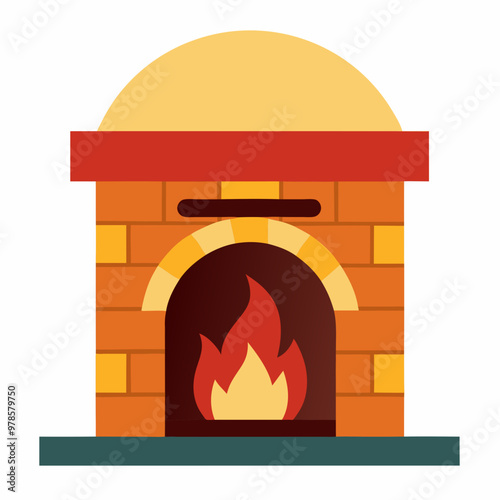 vector illustration of fireplace