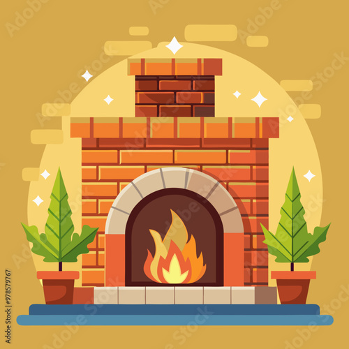 vector illustration of fireplace