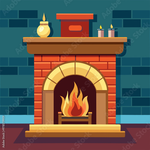 vector illustration of fireplace