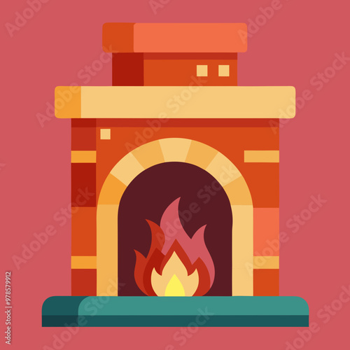 vector illustration of fireplace