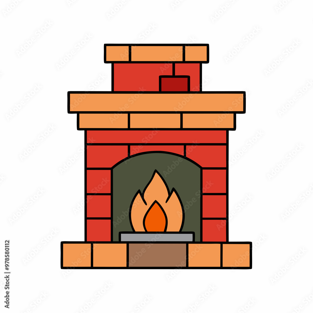 Fototapeta premium vector illustration of fireplace