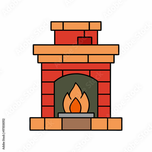 vector illustration of fireplace