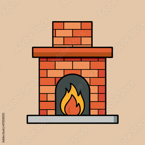 vector illustration of fireplace