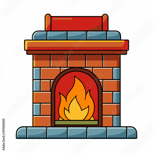 vector illustration of fireplace