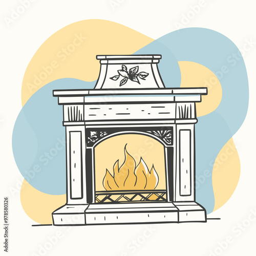 vector illustration of fireplace