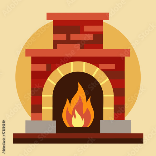 vector illustration of fireplace
