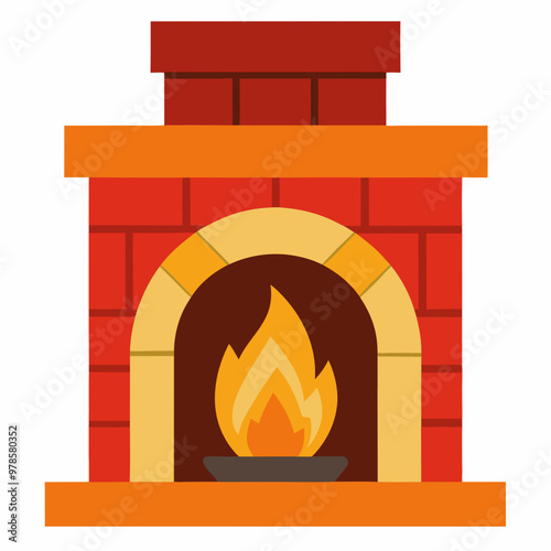 vector illustration of fireplace