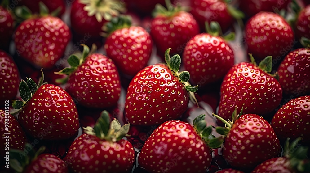 Raw Strawberries Closeup Background : Generative AI Raw Strawberries Closeup Background : Generative AI