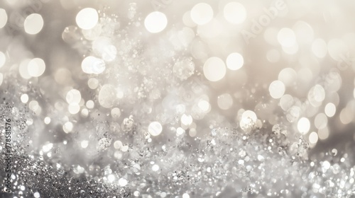 Obraz na płótnie Vintage glittering lights in silver and white create a dreamy, elegant backdrop with a soft bokeh effect. w salonie