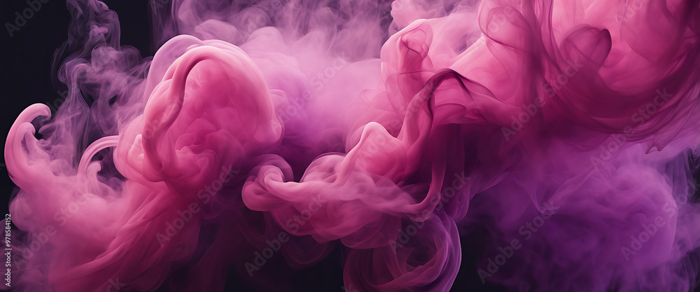 scene of billowing pink and purple smoke against a dark background scene of billowing pink and purple smoke against a dark background