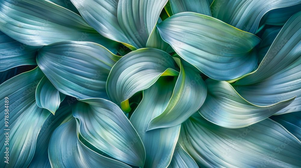 Deep blue leaves overlapping creating textured abstract background Deep blue leaves overlapping creating textured abstract background