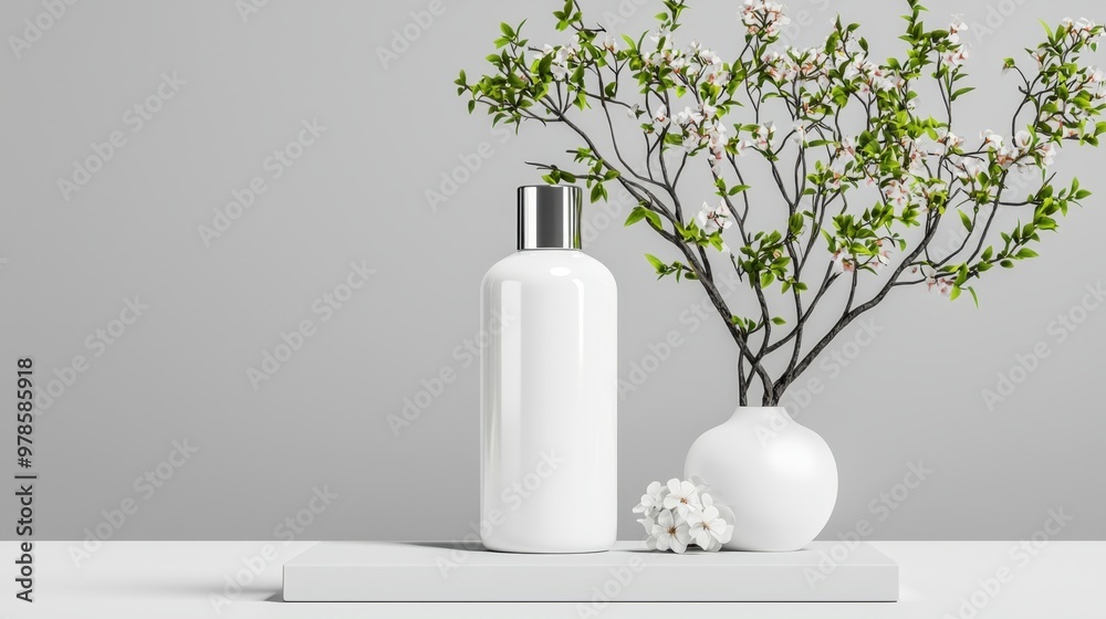 Elegant Luxury Packaging Mockup for Skincare Product with Minimalist Branding and Copy Space for Text Elegant Luxury Packaging Mockup for Skincare Product with Minimalist Branding and Copy Space for Text