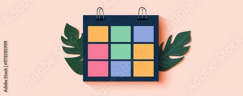 Weekly planner with colorcoded schedule blocks, flat design illustration photo