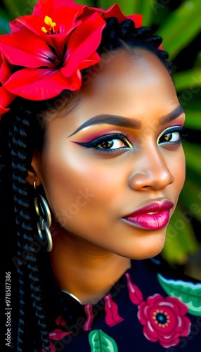 portrait of beautiful Trinidad and Tobago young woman