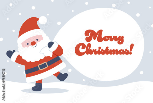 Christmas vector background with Santa Claus with gift bag for banners, cards, flyers, social media wallpapers, etc.