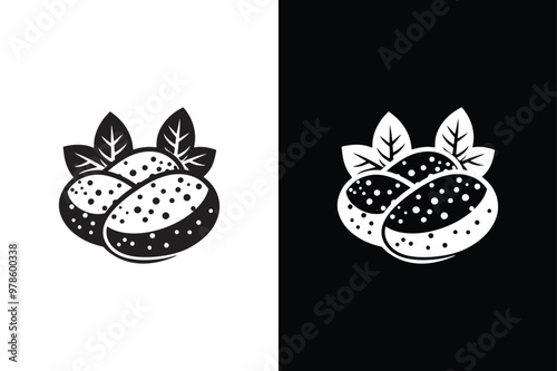 Clean Potato Silhouette Black And White Icon.