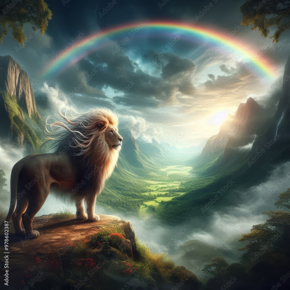 Obraz premium Fantasy digital art of a lion 