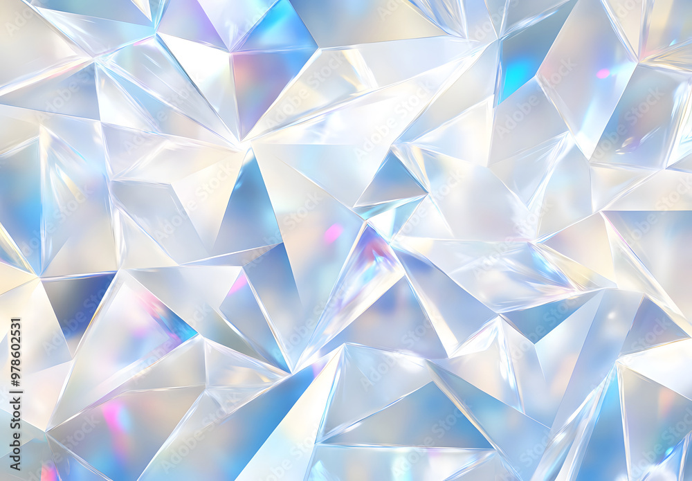 Elegant Geometric Crystal Design with Transparent Facets and Soft Pastel Light Reflections Elegant Geometric Crystal Design with Transparent Facets and Soft Pastel Light Reflections