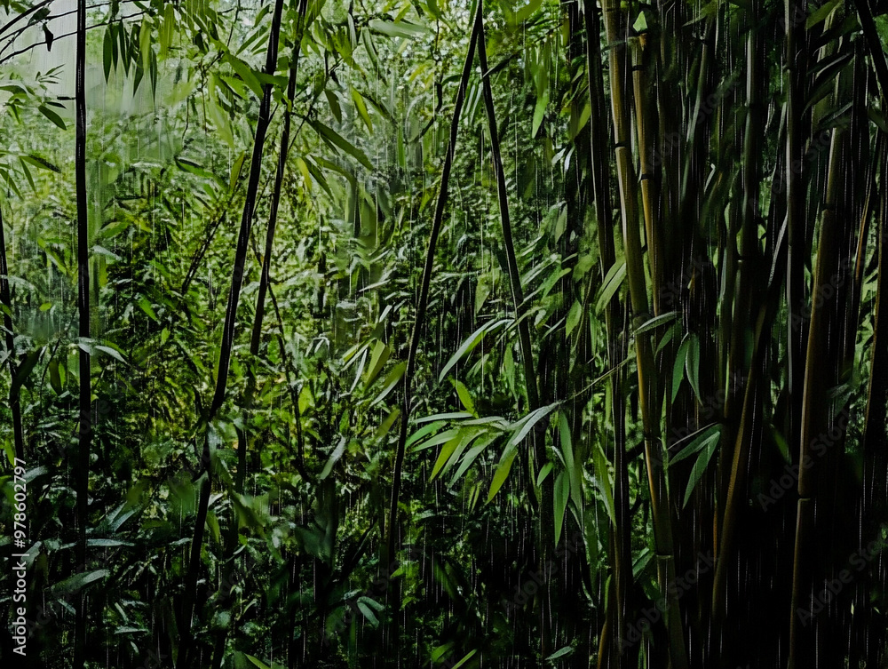 Obraz premium Lush bamboo forest: nature's green splendor