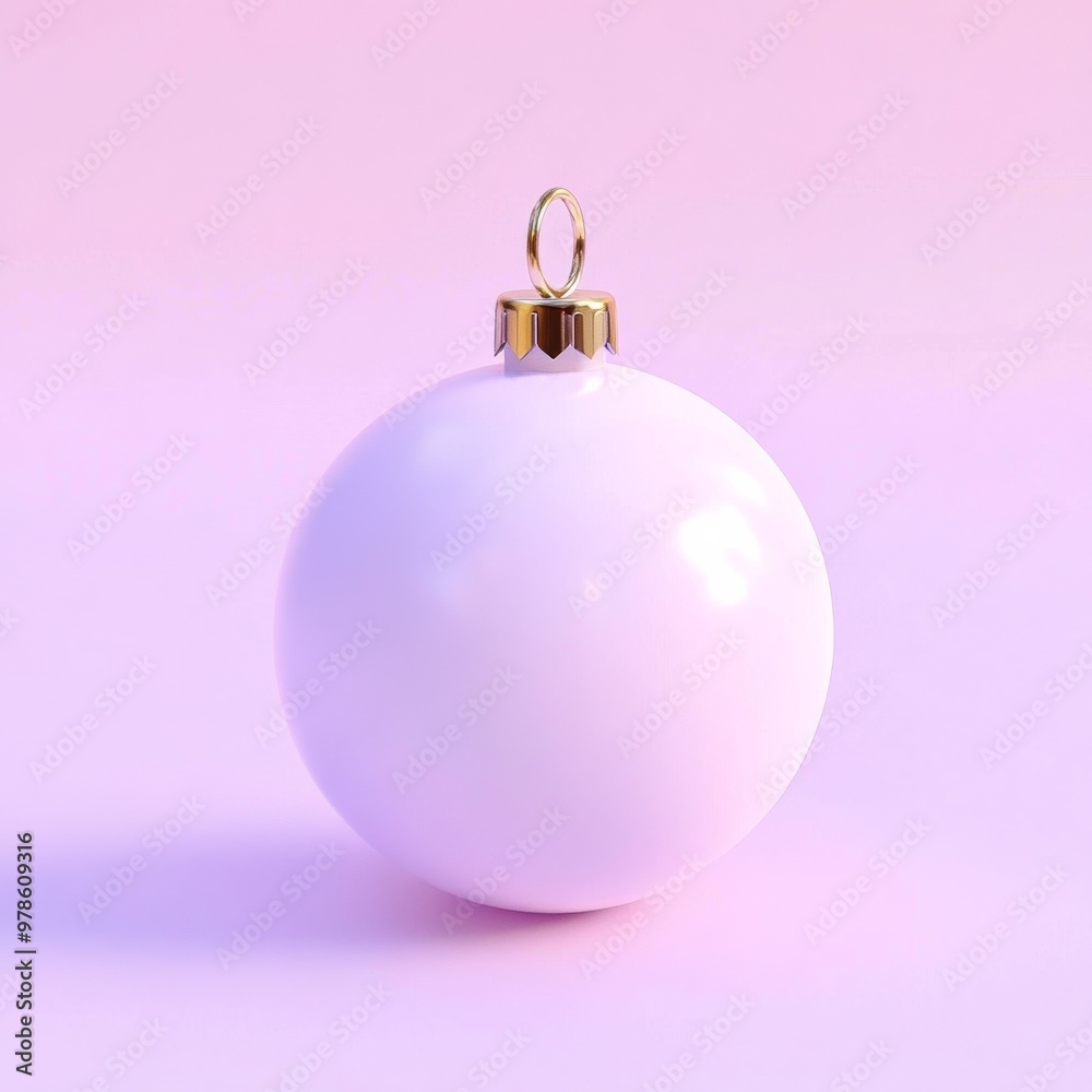 Minimalistic Christmas ball ornament with a glossy finish, sitting against a clean white background Minimalistic Christmas ball ornament with a glossy finish, sitting against a clean white background