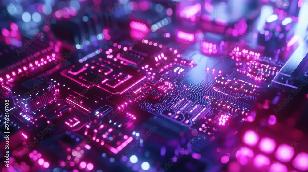 Obraz premium Futuristic Circuit Board Design: Innovating Technology and Symbolizing Progress